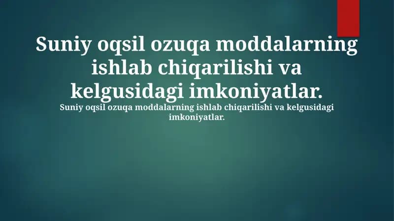 Sun'iy oqsil ishlab chiqarishi