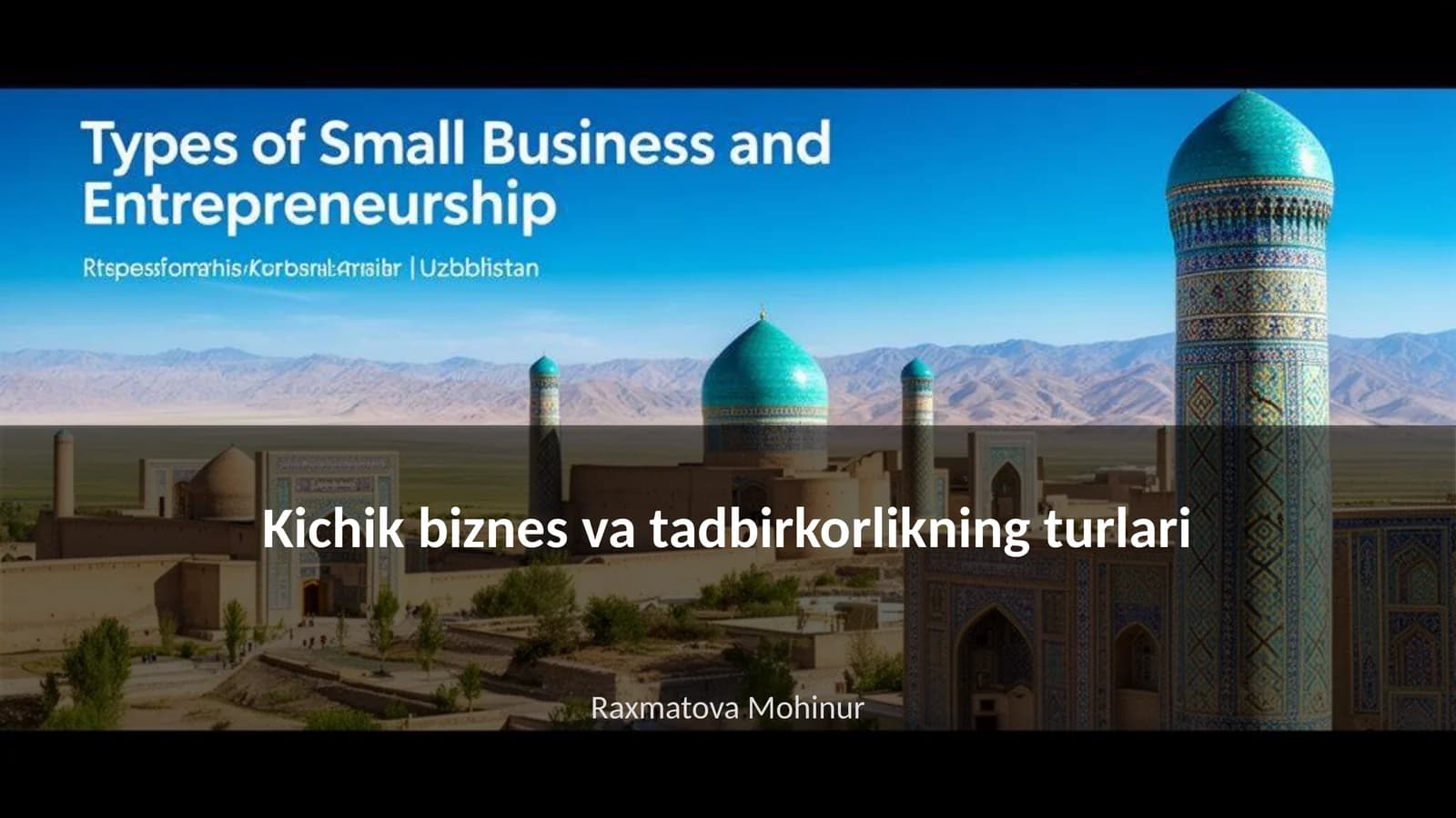 Kichik biznes va tadbirkorlikning turlari