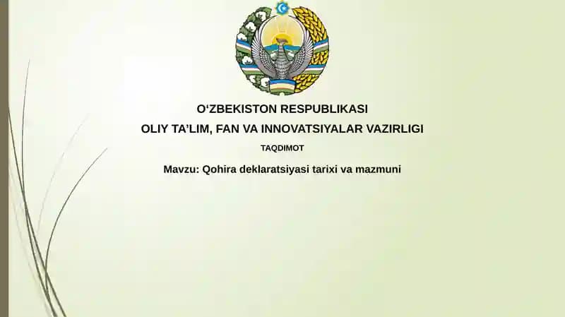 Qohira deklaratsiyasi tarixi va mazmuni