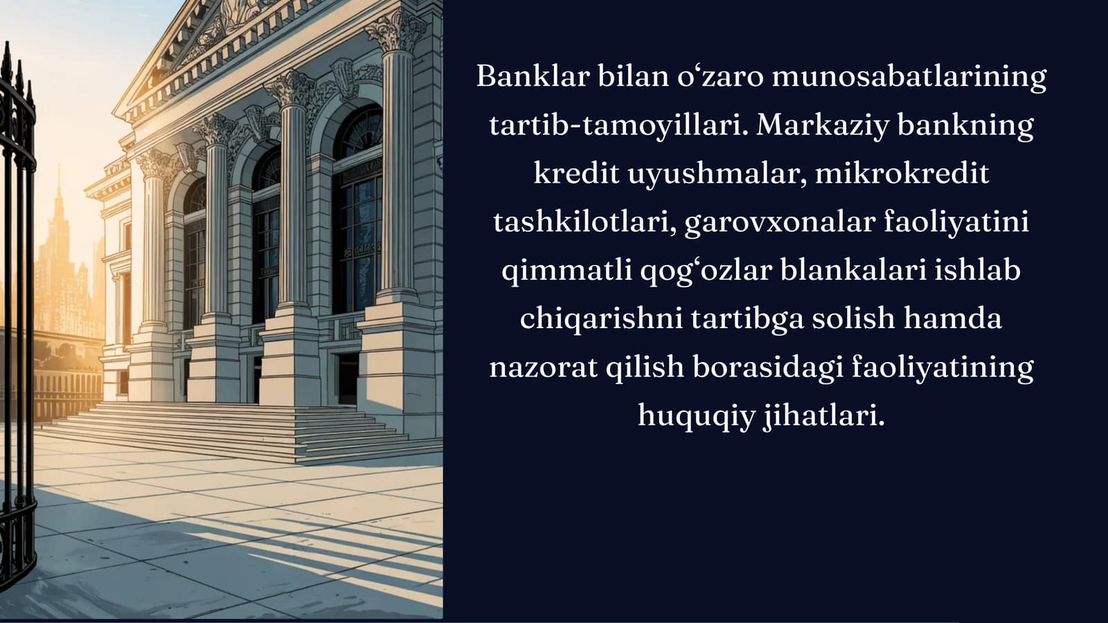 Banklar va nobank kredit tashkilotlari: Huquqiy asos va Markaziy bank roli