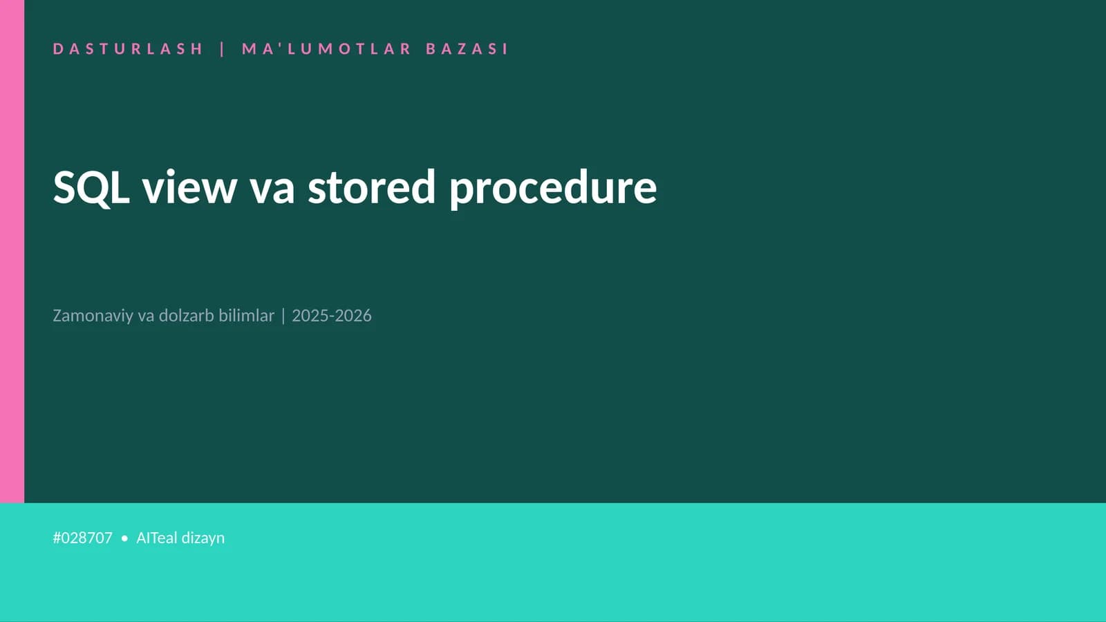 SQL view va stored procedure