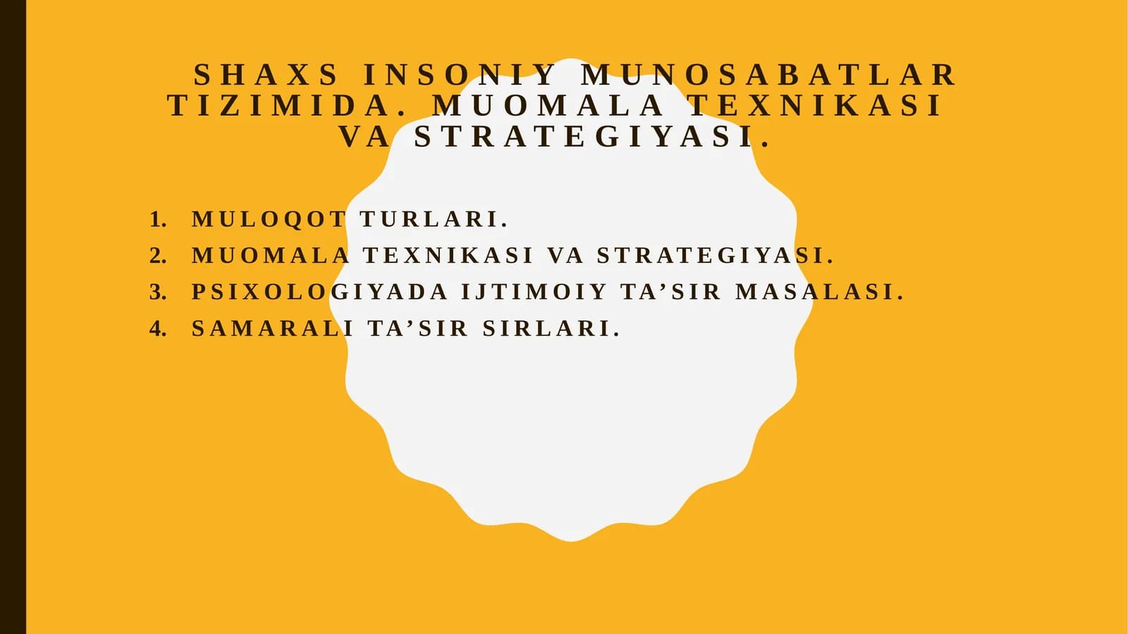 MULOQOT HAQIDA TUSHUNCHA