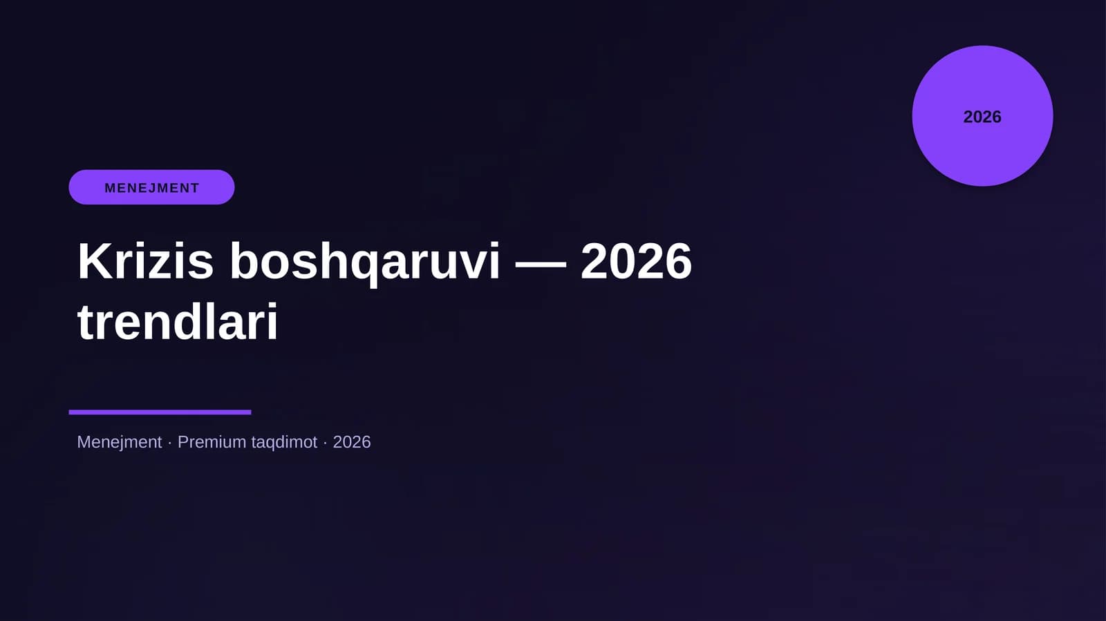 Krizis boshqaruvi — 2026 trendlari