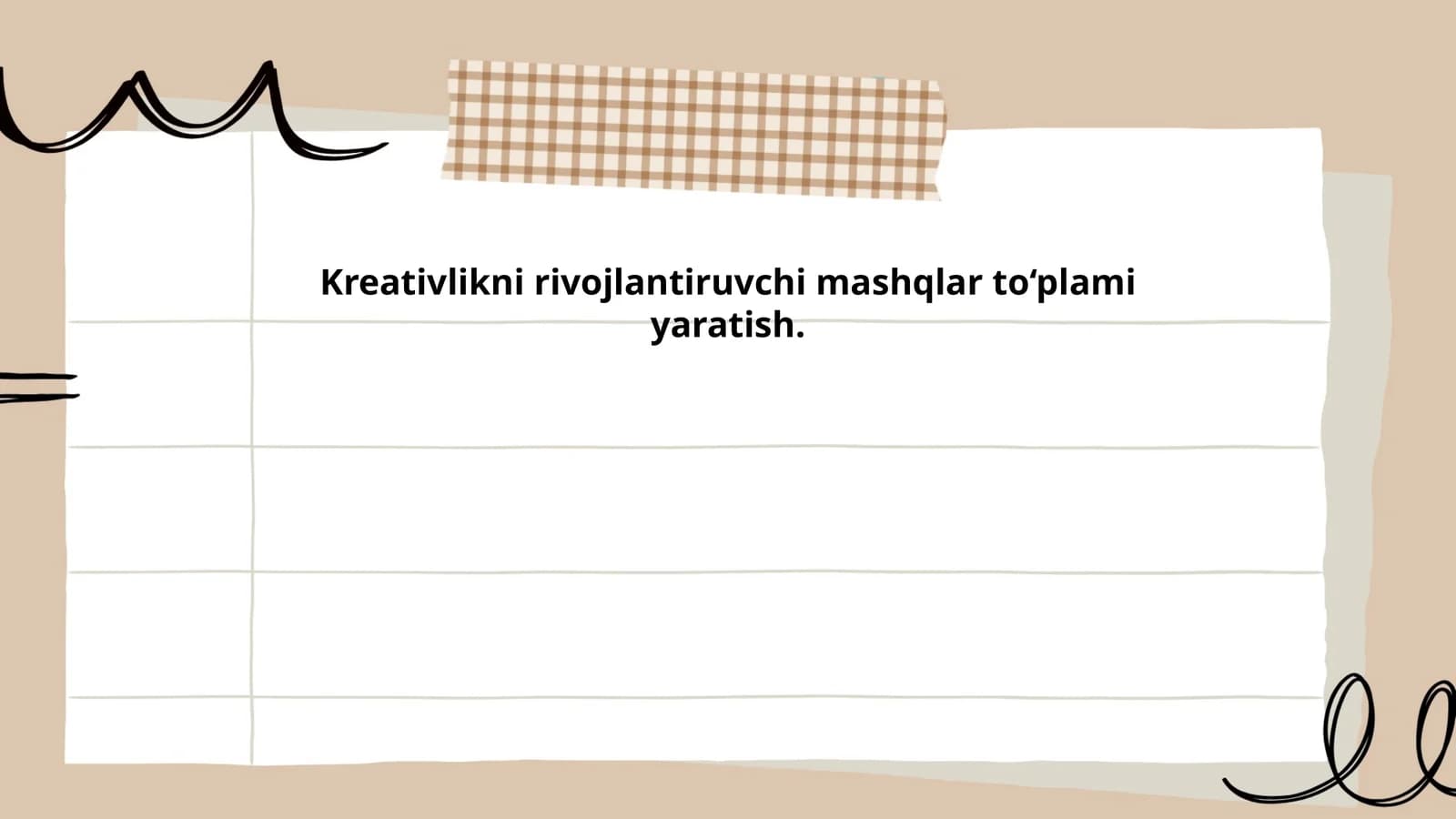 Ijodiy Yozuv Mashqlari