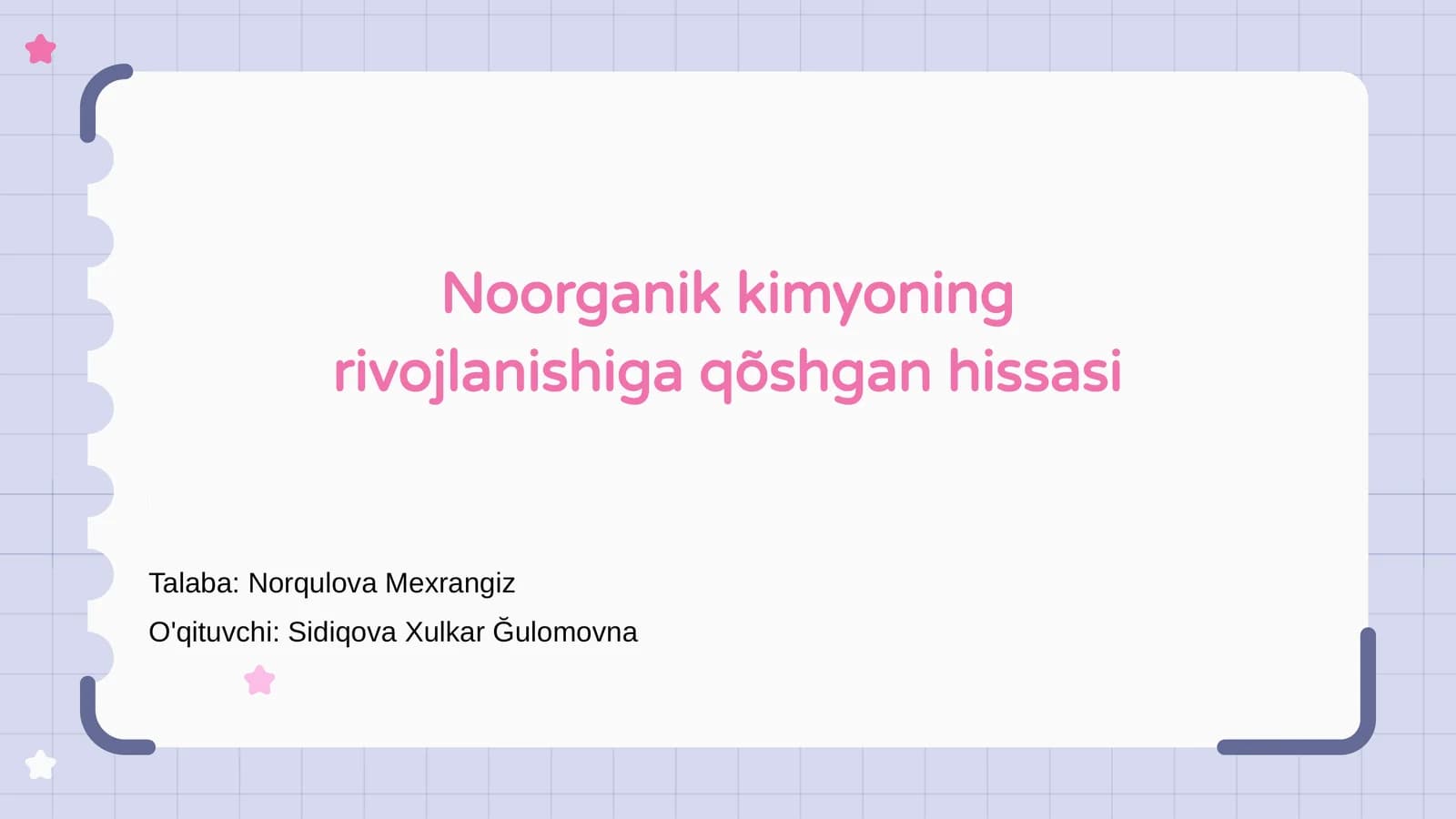 Noorganik kimyoning rivojlanishiga qõshgan hissasi