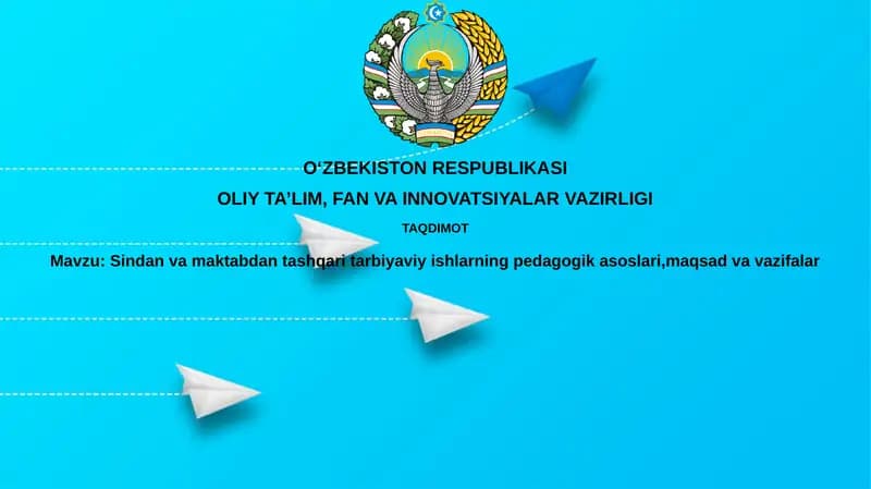Sindan va maktabdan tashqarida tarbiyaviy ishlar