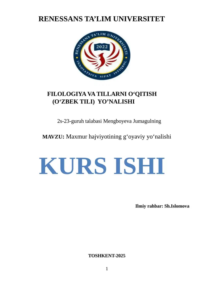 Maxmur hajviyotining gʻoyaviy yoʻnalishi