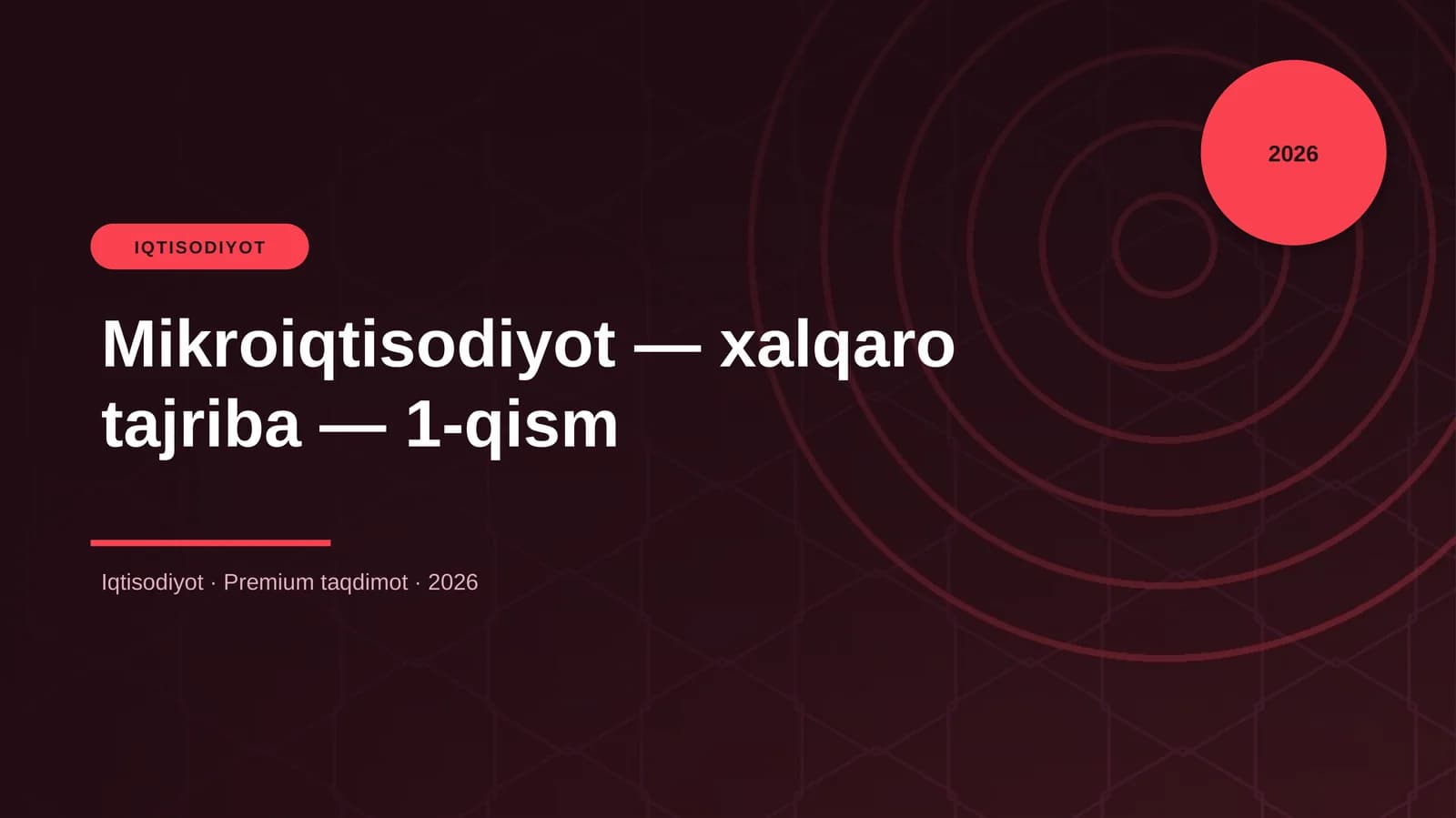 Mikroiqtissodiyot - xalqaro tajriba - 1-qism