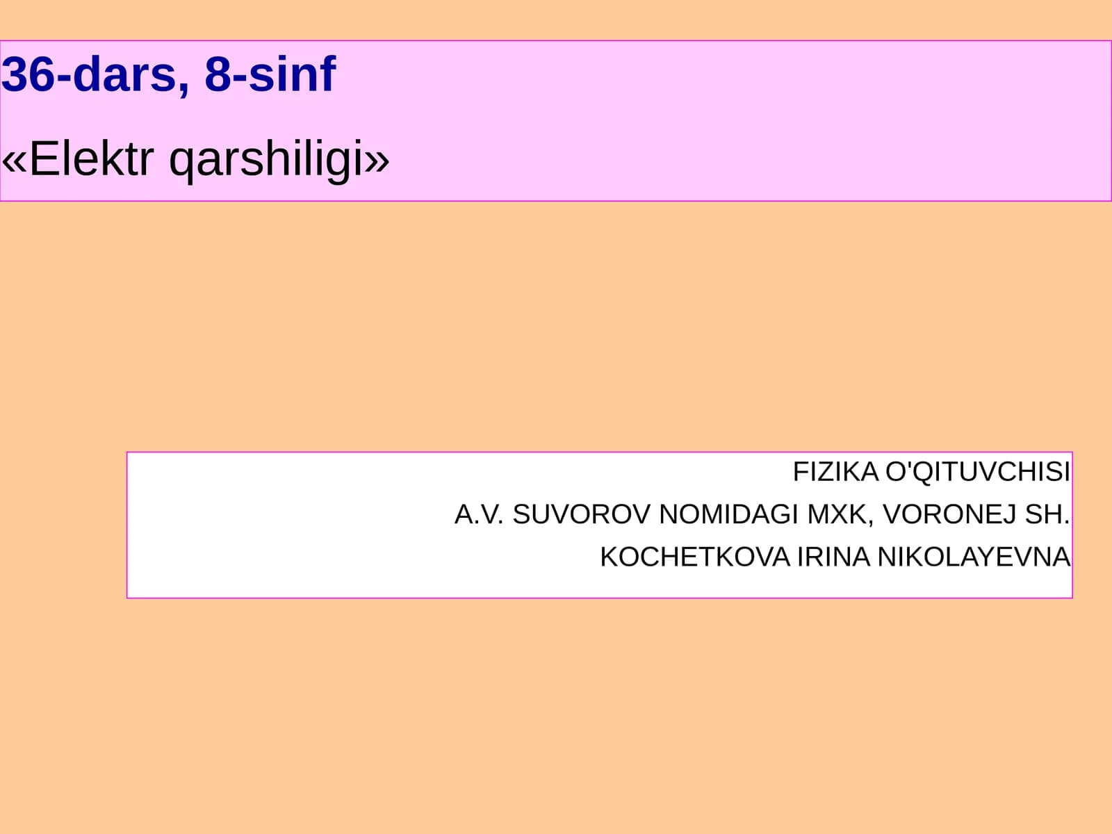 Fizika - Elektr qarshiligi mexanizmi (8-sinf)