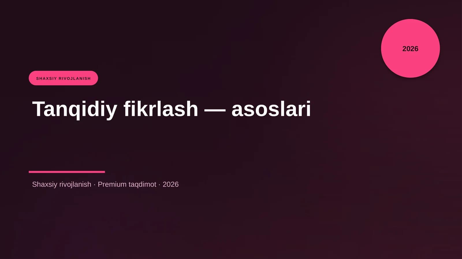 Tanqidiy fikrlash — asoslari