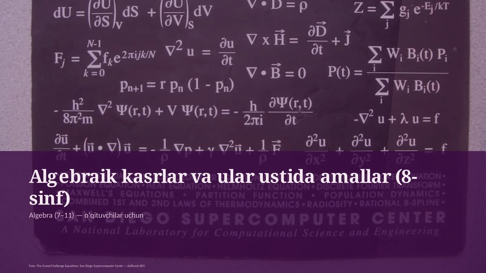 Algebraik kasrlar va ular ustida amallar (8-sinf)