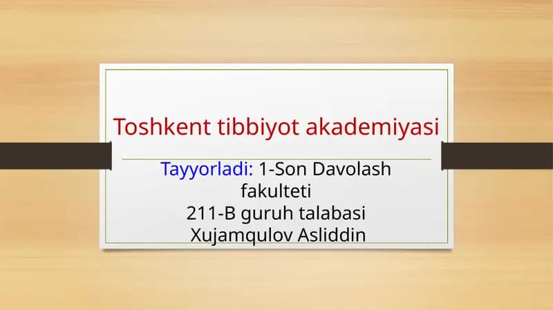 Toshkent Tibbiyot Akademiyasi