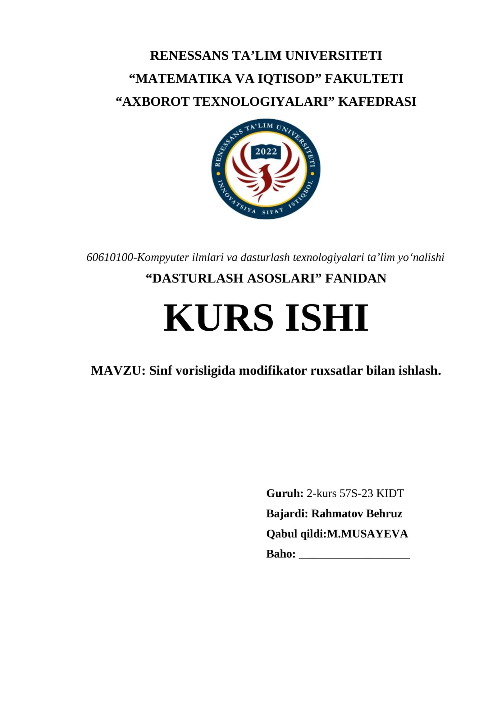 C++ DA FAYLLAR BILAN ISHLASH