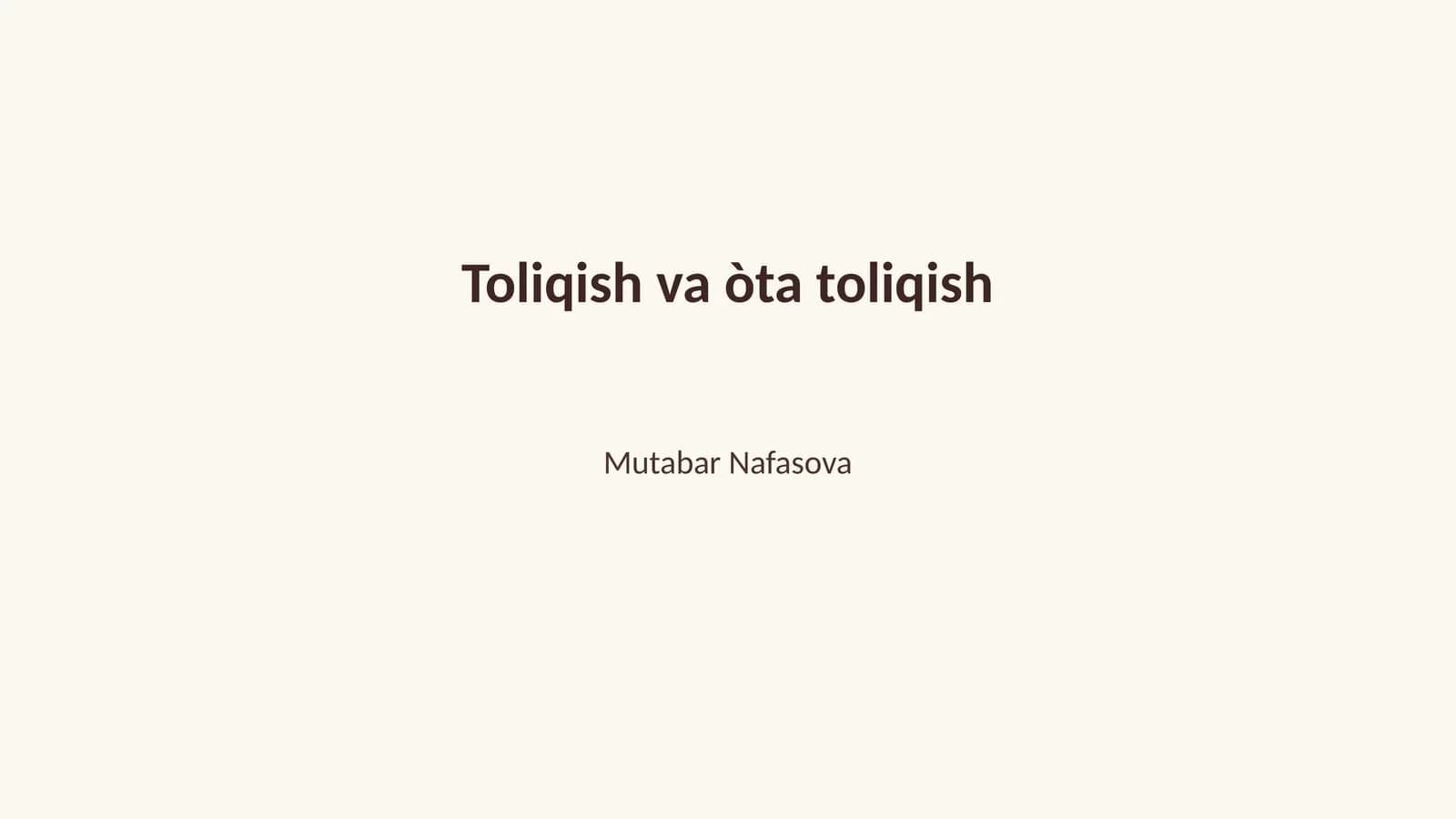 Toliqish va òta toliqish