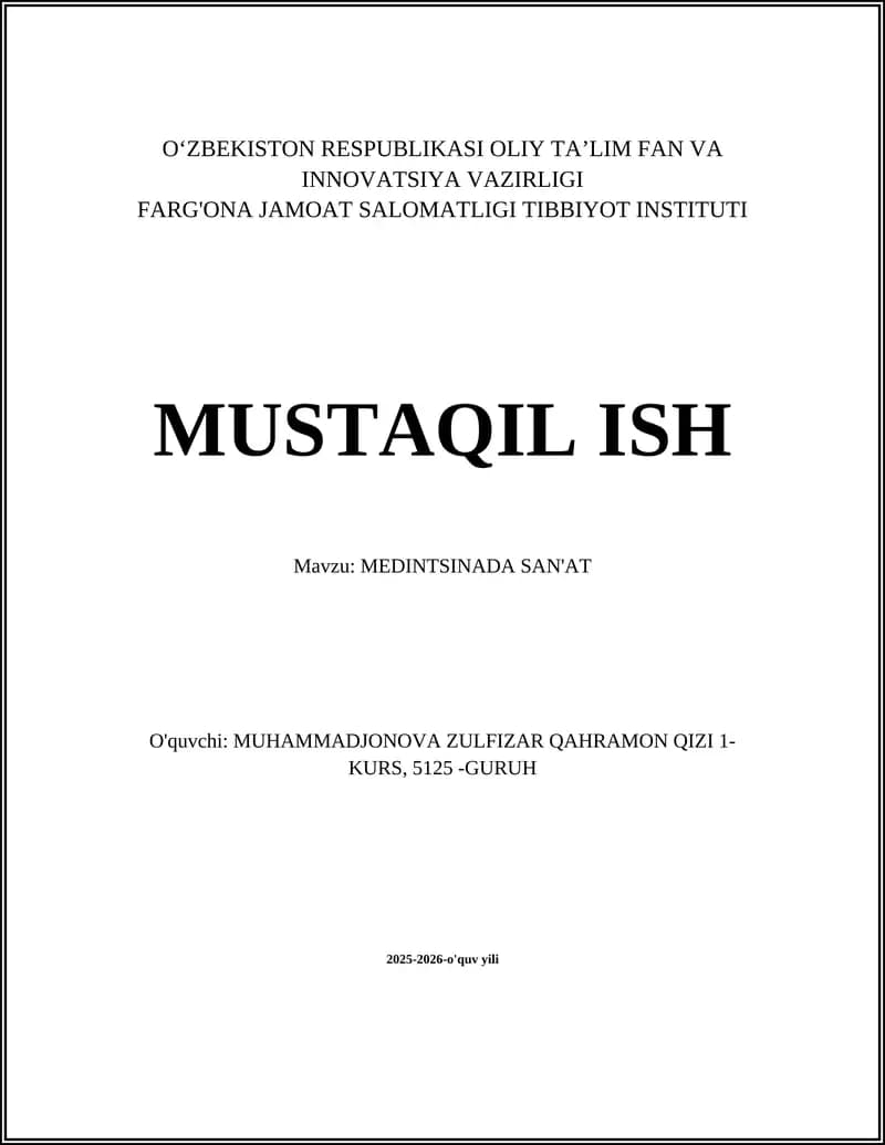 Medintsinada tasviriy san'atning tarixi