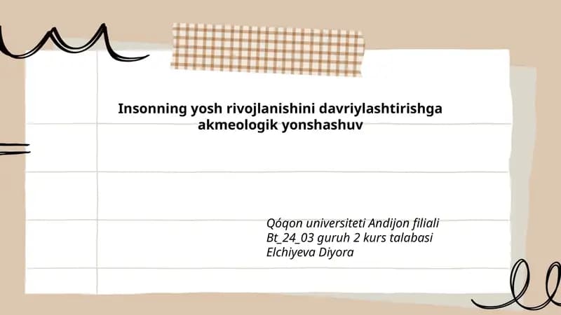 Insonning yosh rivojlanishini davriylashtirishga akmeologik yonshashuv
