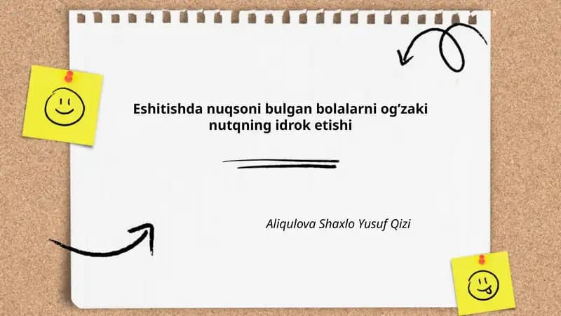 Eshitishda nuqsoni bulgan bolalarni og’zaki nutqning idrok etishi