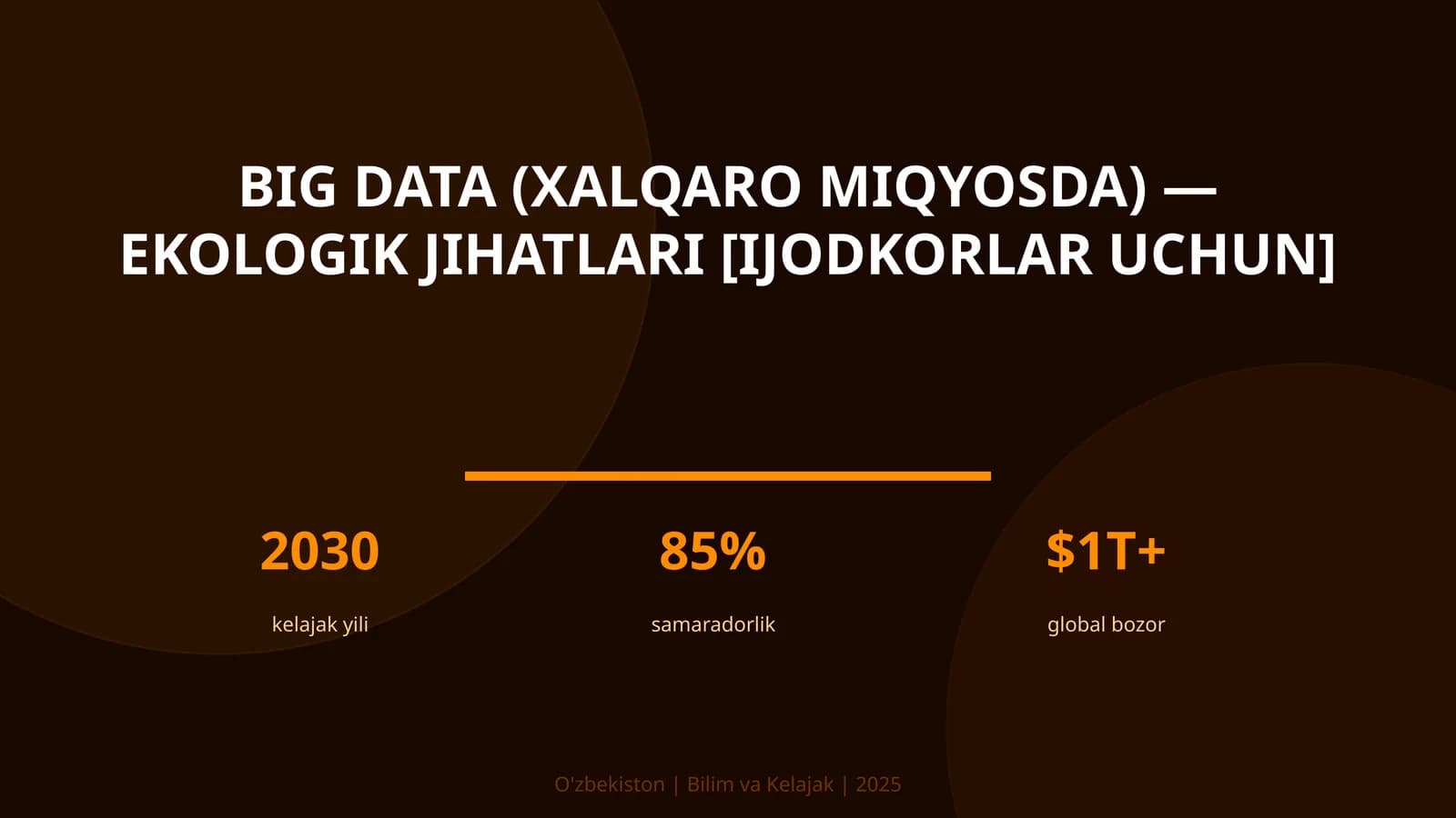 Big Data (xalqaro miqyosda) — ekologik jihatlari [ijodkorlar uchun]