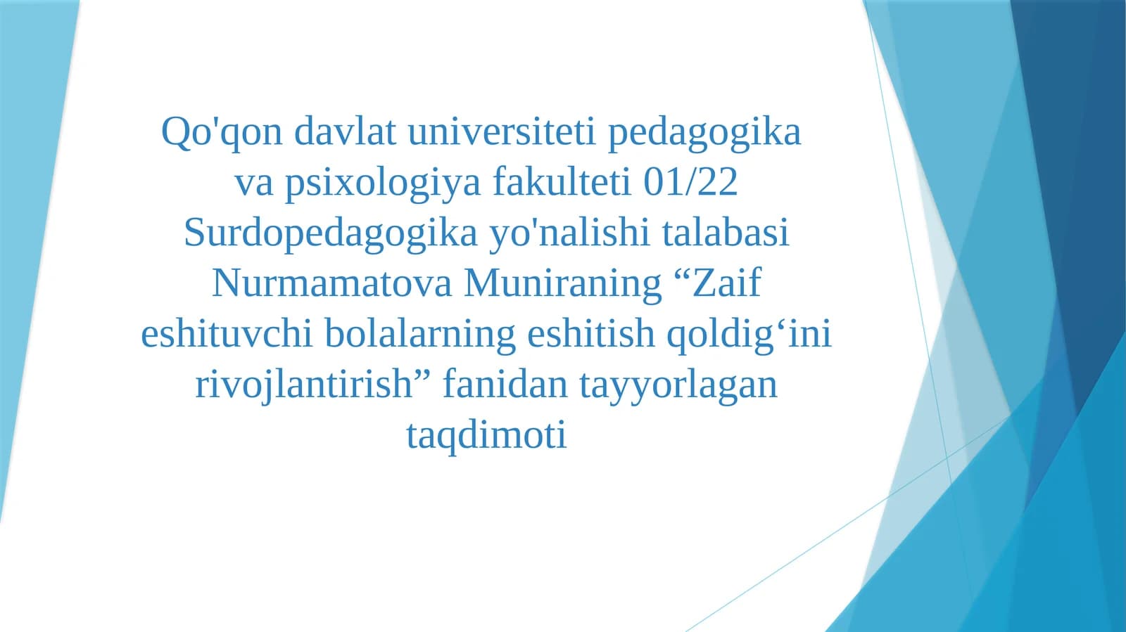 Nutqiy rivojlanishda eshitish qoldigʻining roli