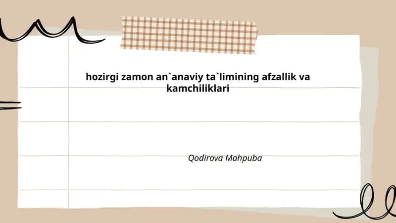 An'anaviy ta'limning tarixi