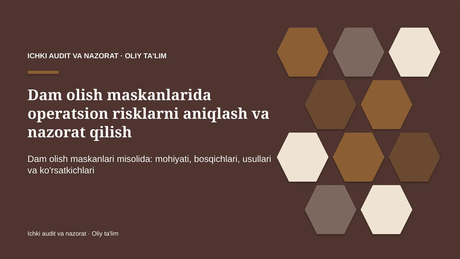 dam olish maskanlarida operatsion risklarni aniqlash va nazorat qilish 5930