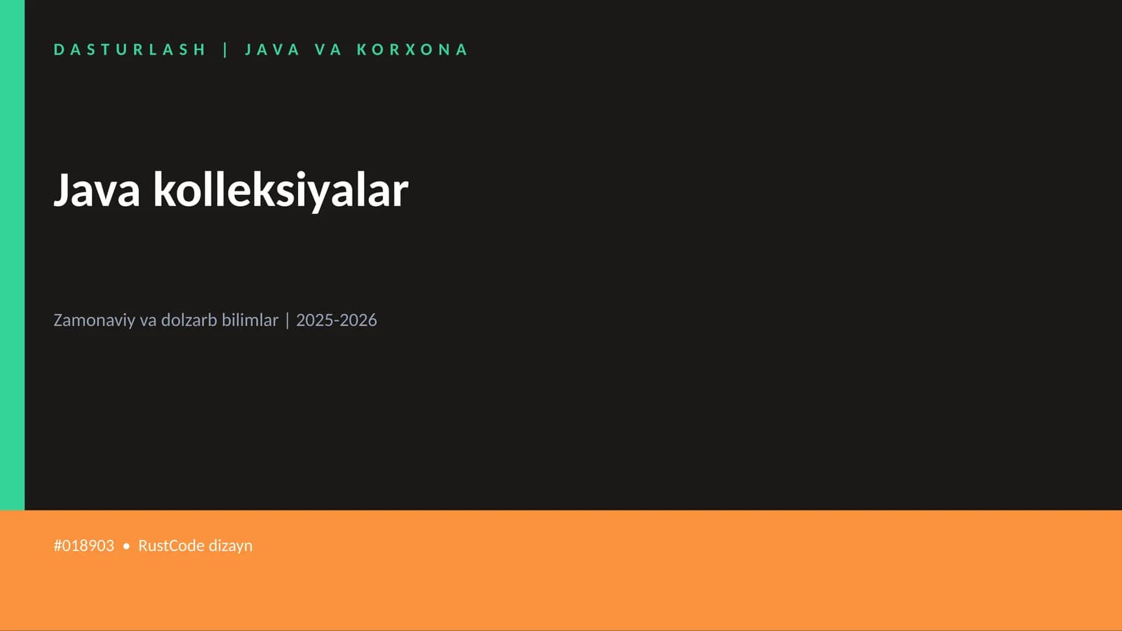 DASTURLASH | JAVA VA KORXONA