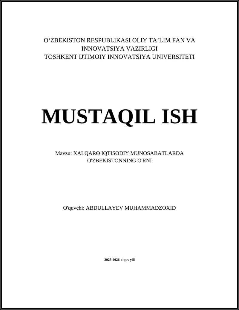 Xalqaro iqtisodiy munosabatlar