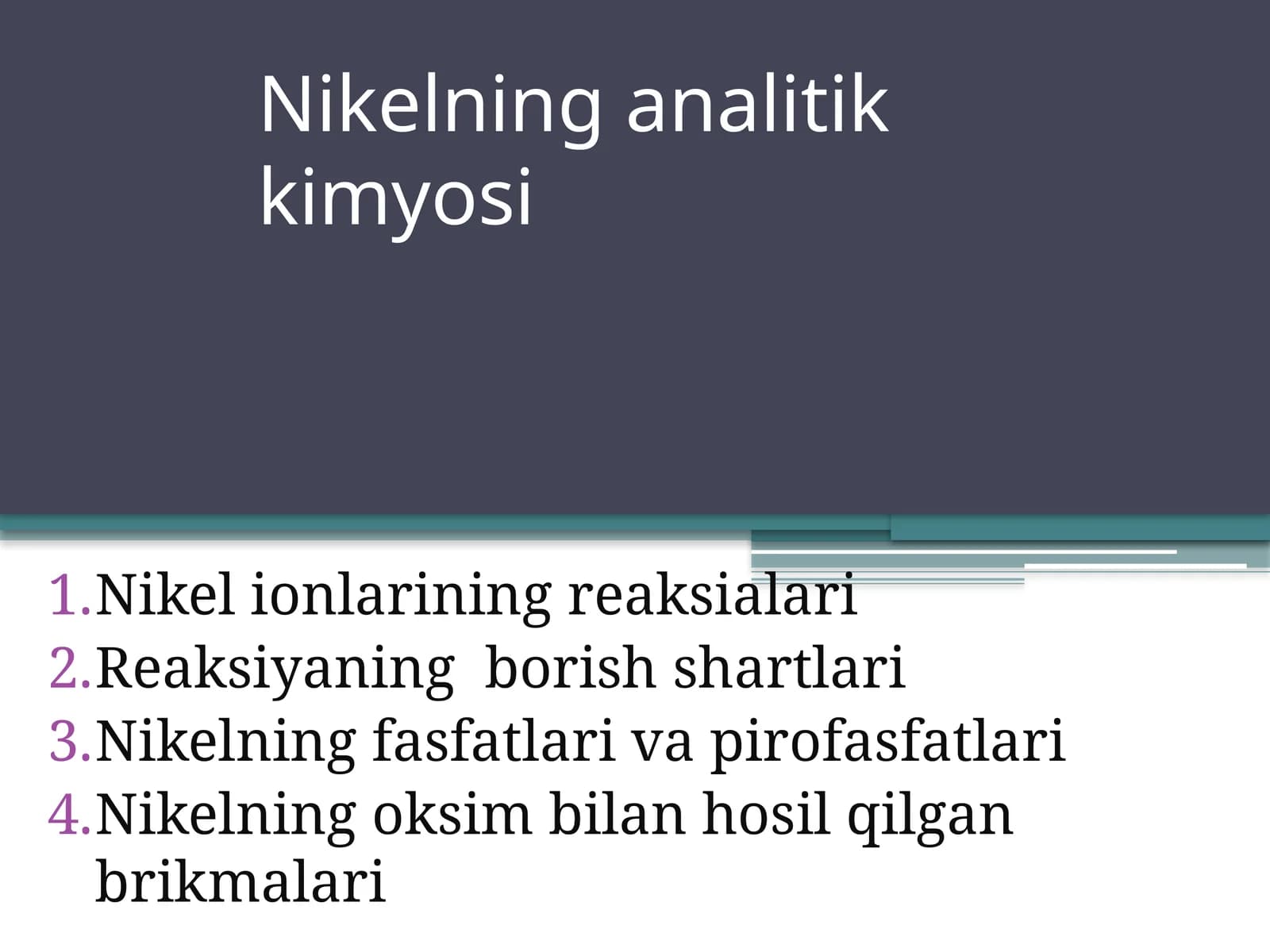 Nikelning analitik kimyosi