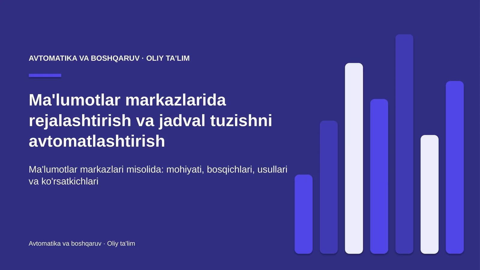 Ma'lumotlar markazlarida rejalashtirish va jadval tuzishni avtomatlashtirish