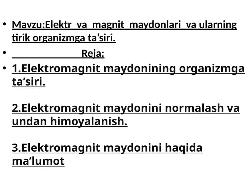 Elektrvamagnitmaydonlarivaularningtirikorganizmgata’siri