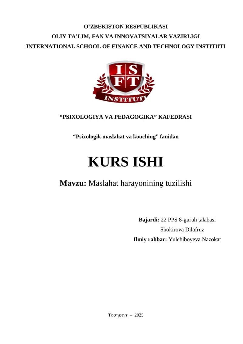 Maslahat harayonining tuzilishi