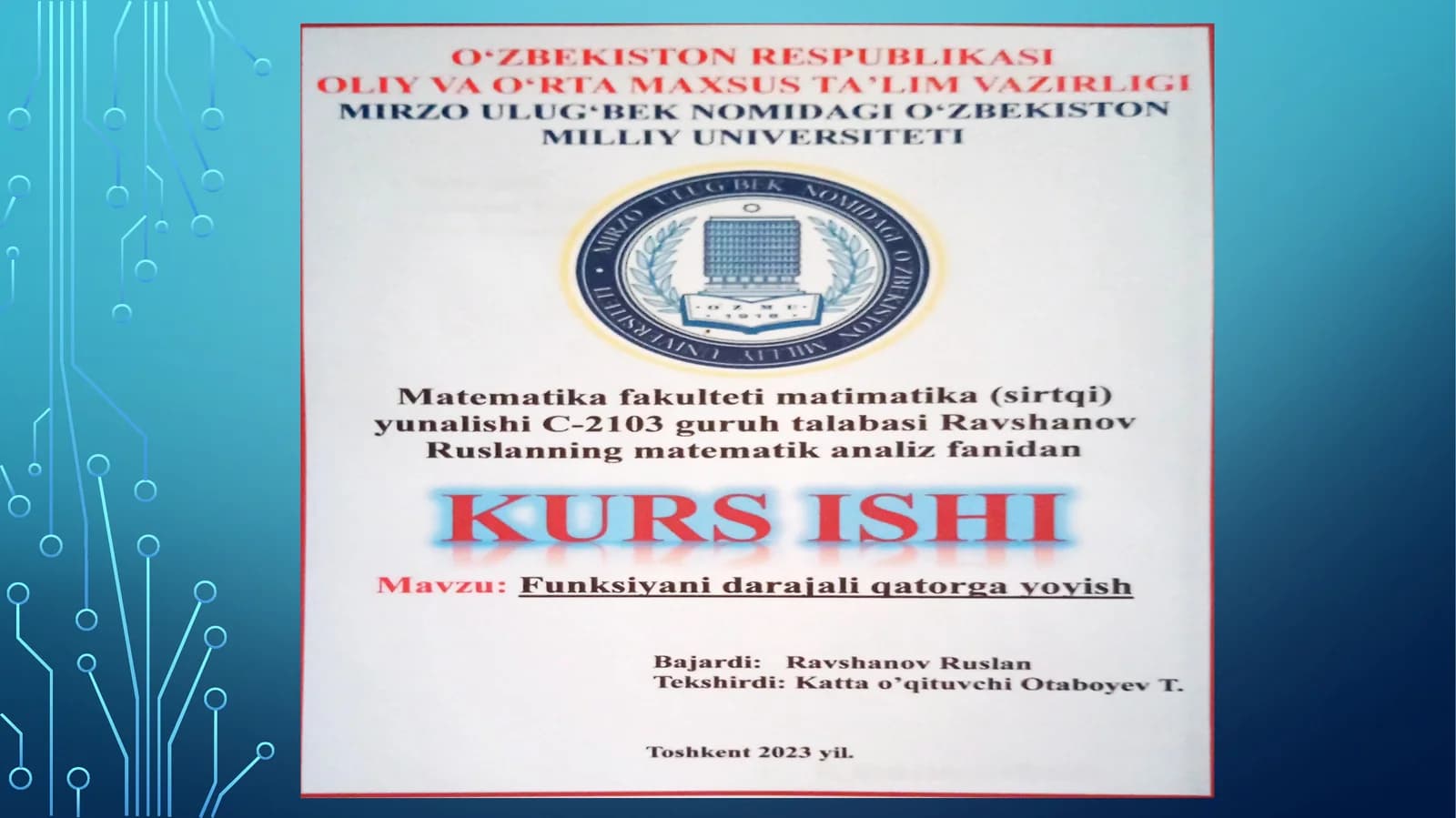 Funksiyani darajal qatorga yoyish