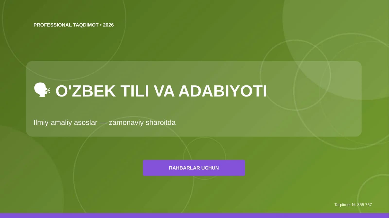 O'ZBEK TILI VA ADABIYOTI