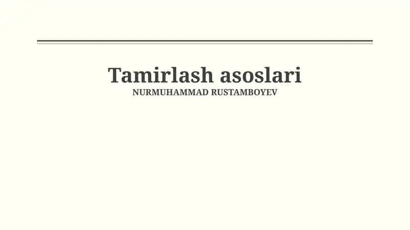 Tamirlash asoslari