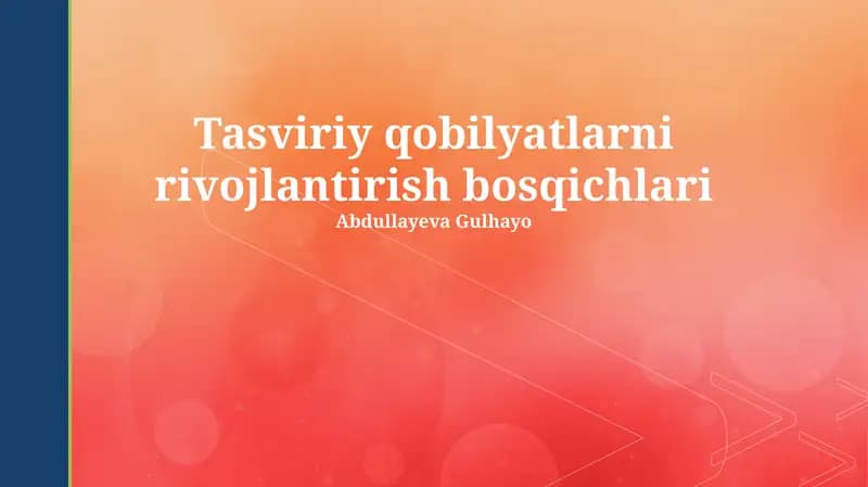 Tasviriy qobilyatlarni rivojlantirish bosqichlari