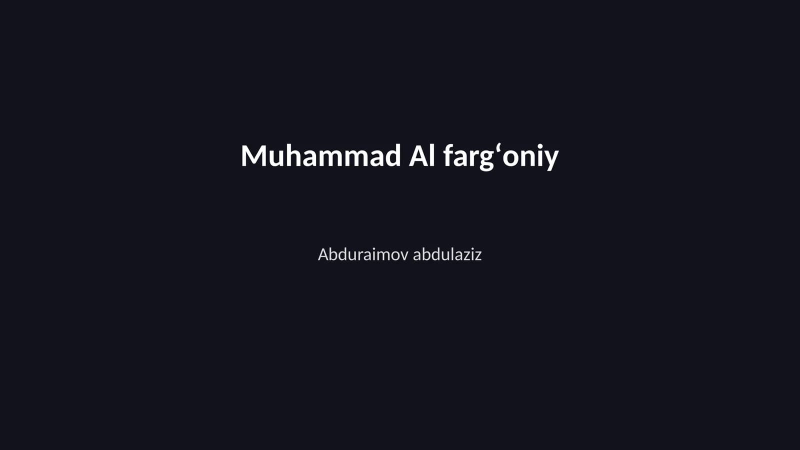 Muhammad Al fargʻoniy