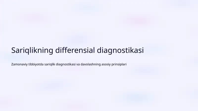 Sariqlikning differensial diagnostikasi