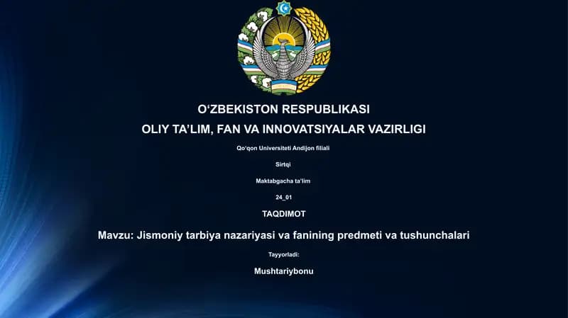 Jismoniy tarbiya nazariyasi va fanining predmeti va tushunchalari