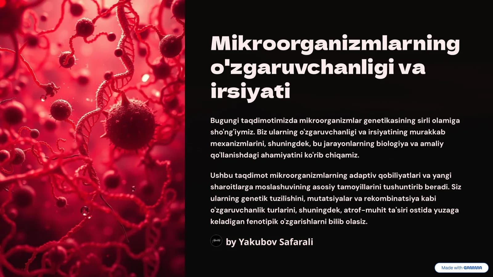 Mikroorganizmlarning o'zgaruvchanligi va irsiyati