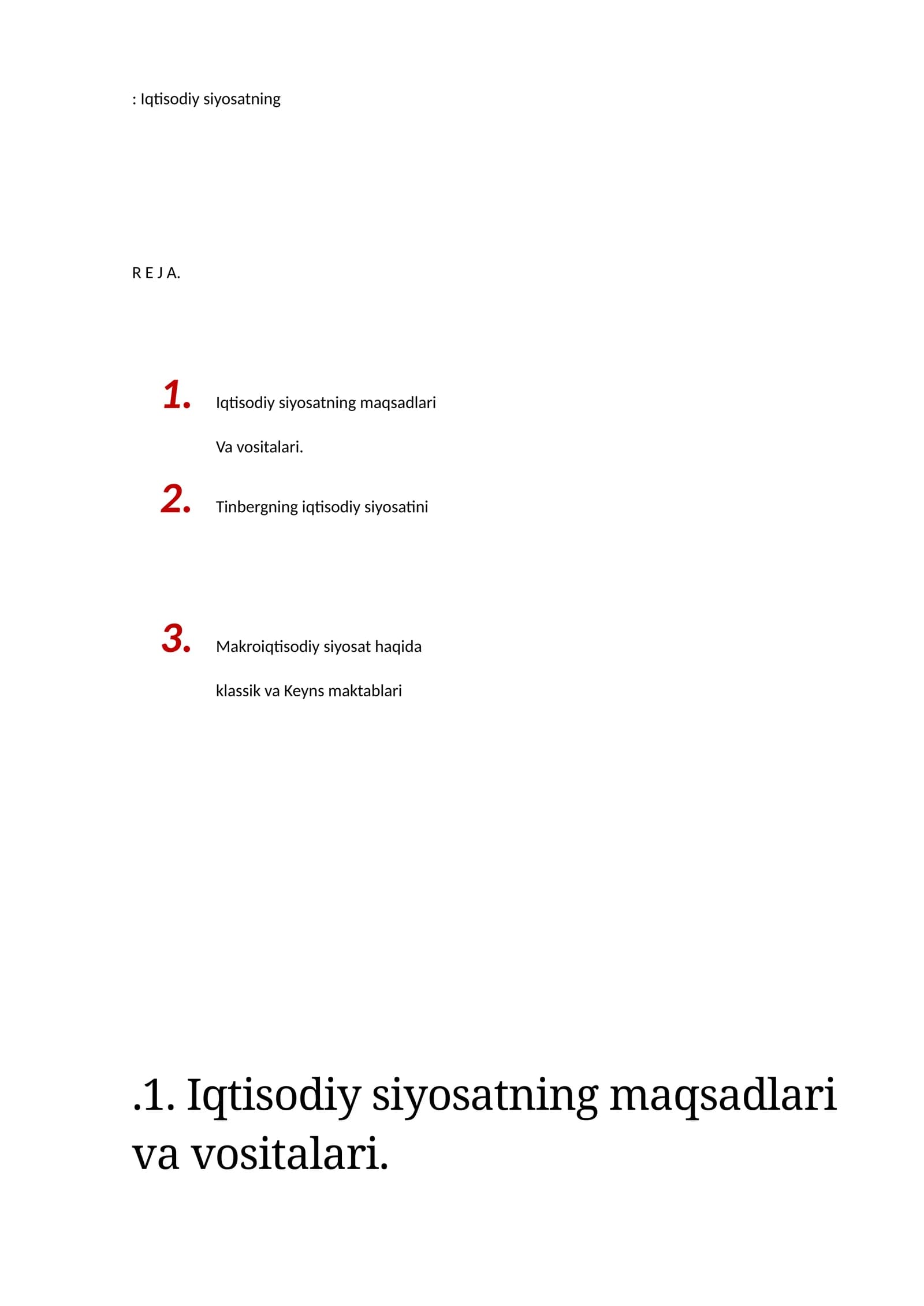 Iqtisodiy siyosatning