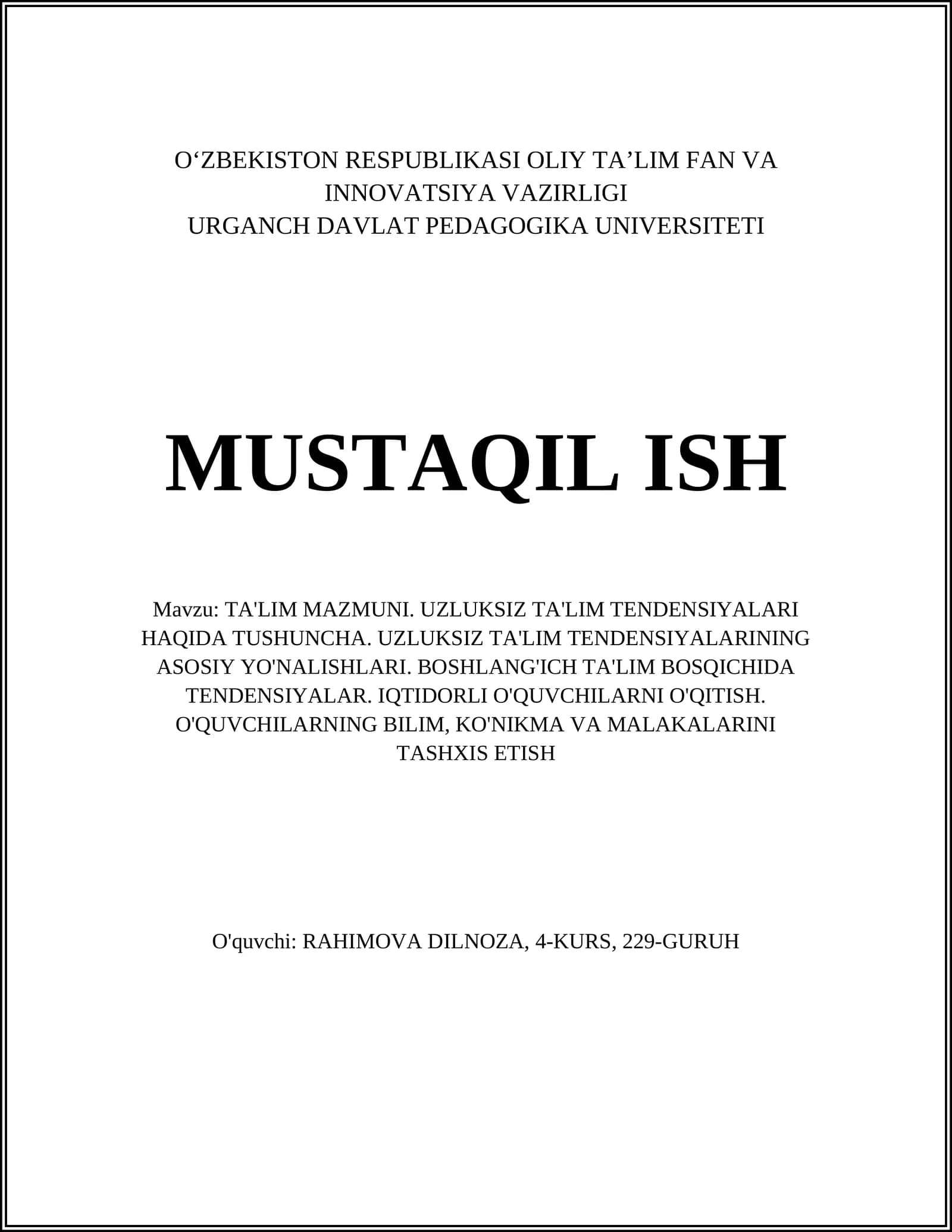 TA'LIM MAZMUNI