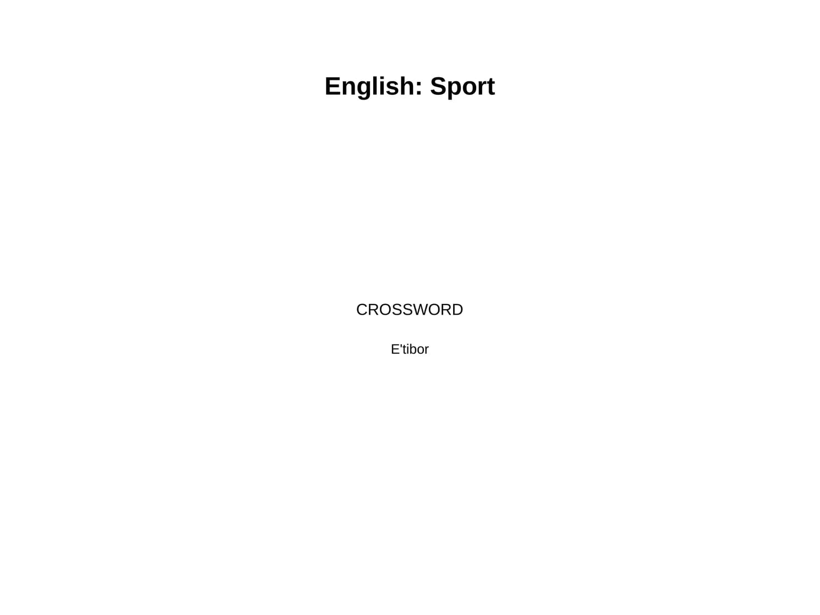 Ingliz tili: Sport