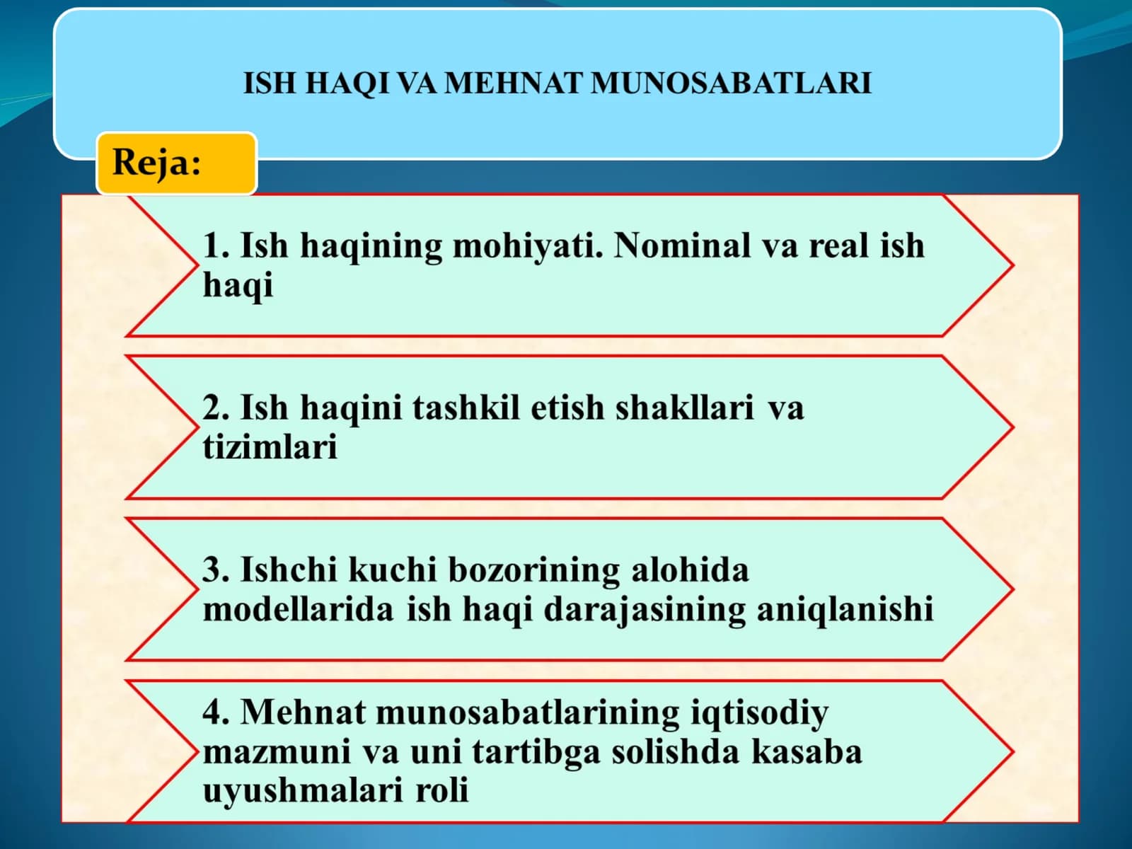 Ish haqi va mehnat munosabatlari