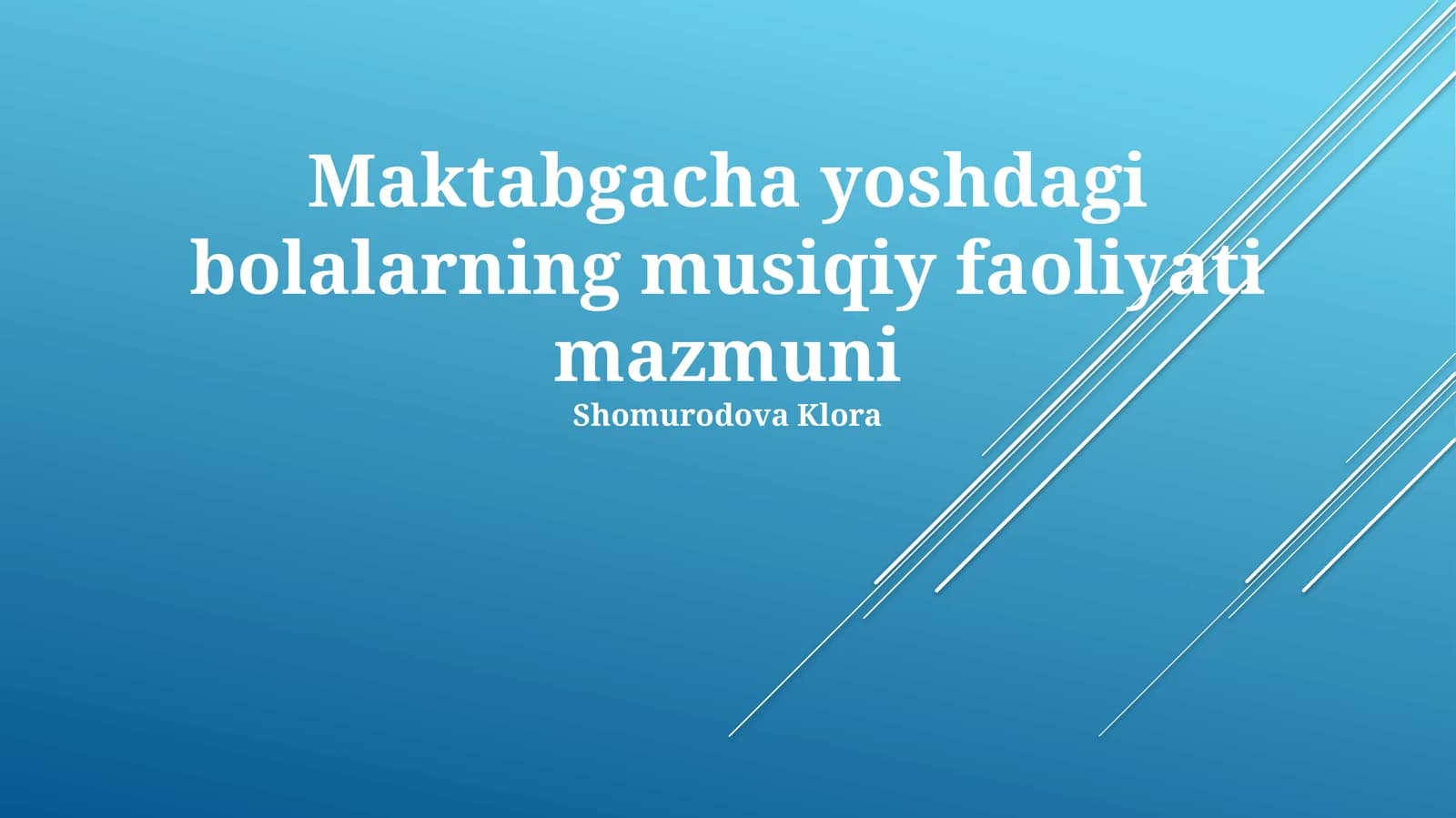 Maktabgacha yoshdagi bolalarning musiqiy faoliyati mazmuni
