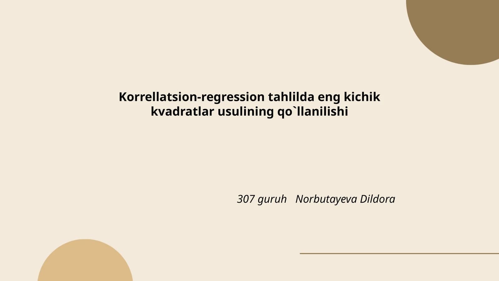 Eng kichik kvadratlar usulining qo`llanilishi