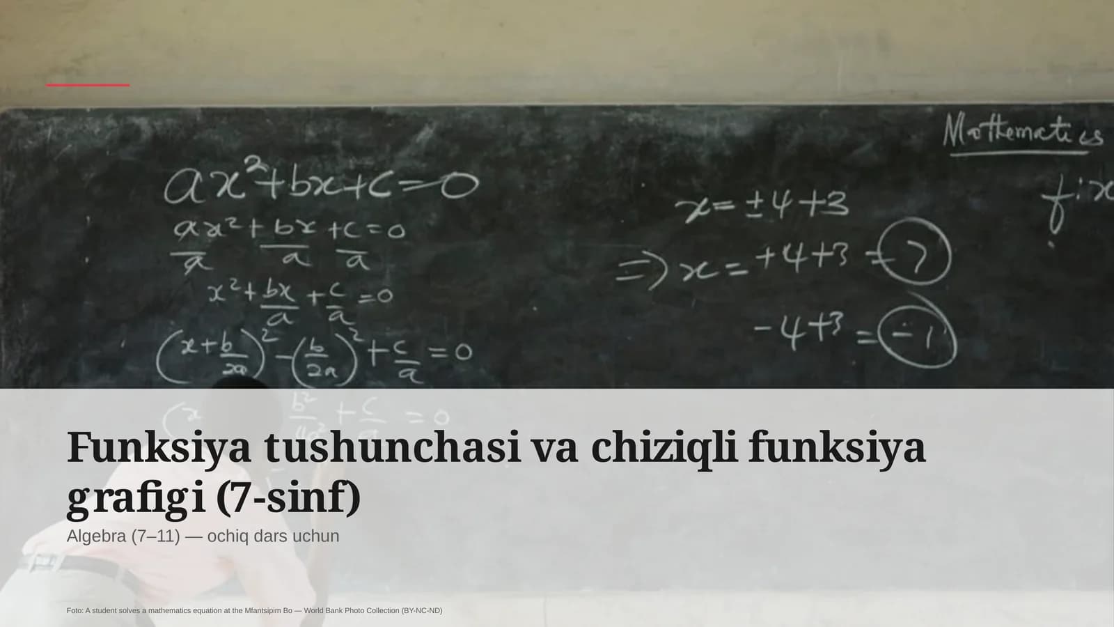 Funksiya tushunchasi va chiziqli funksiya grafigi (7-sinf)