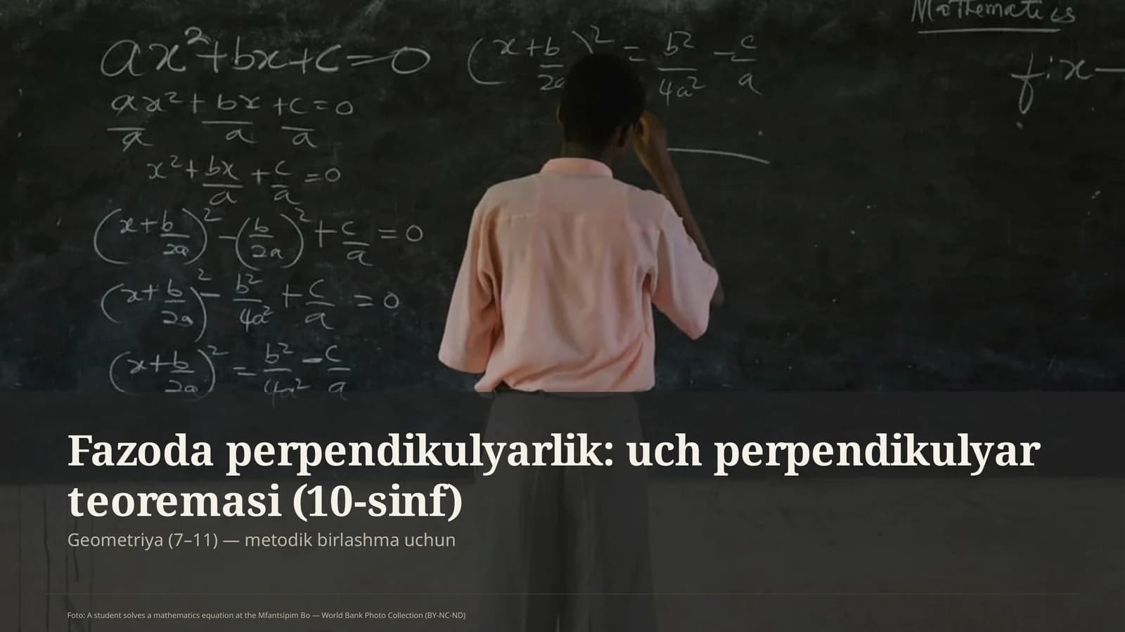Fazoda perpendikulyarlik: uch perpendikulyar teoremasi (10-sinf)