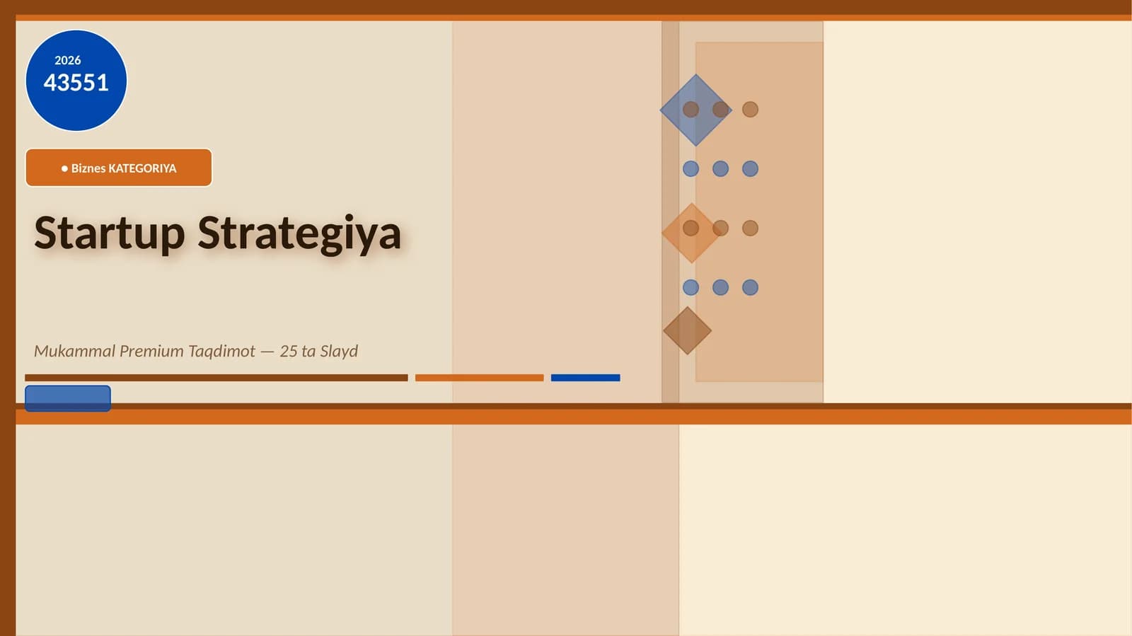 Startup Strategiya Mukammal Premium Taqdimot — 25 ta Slayd