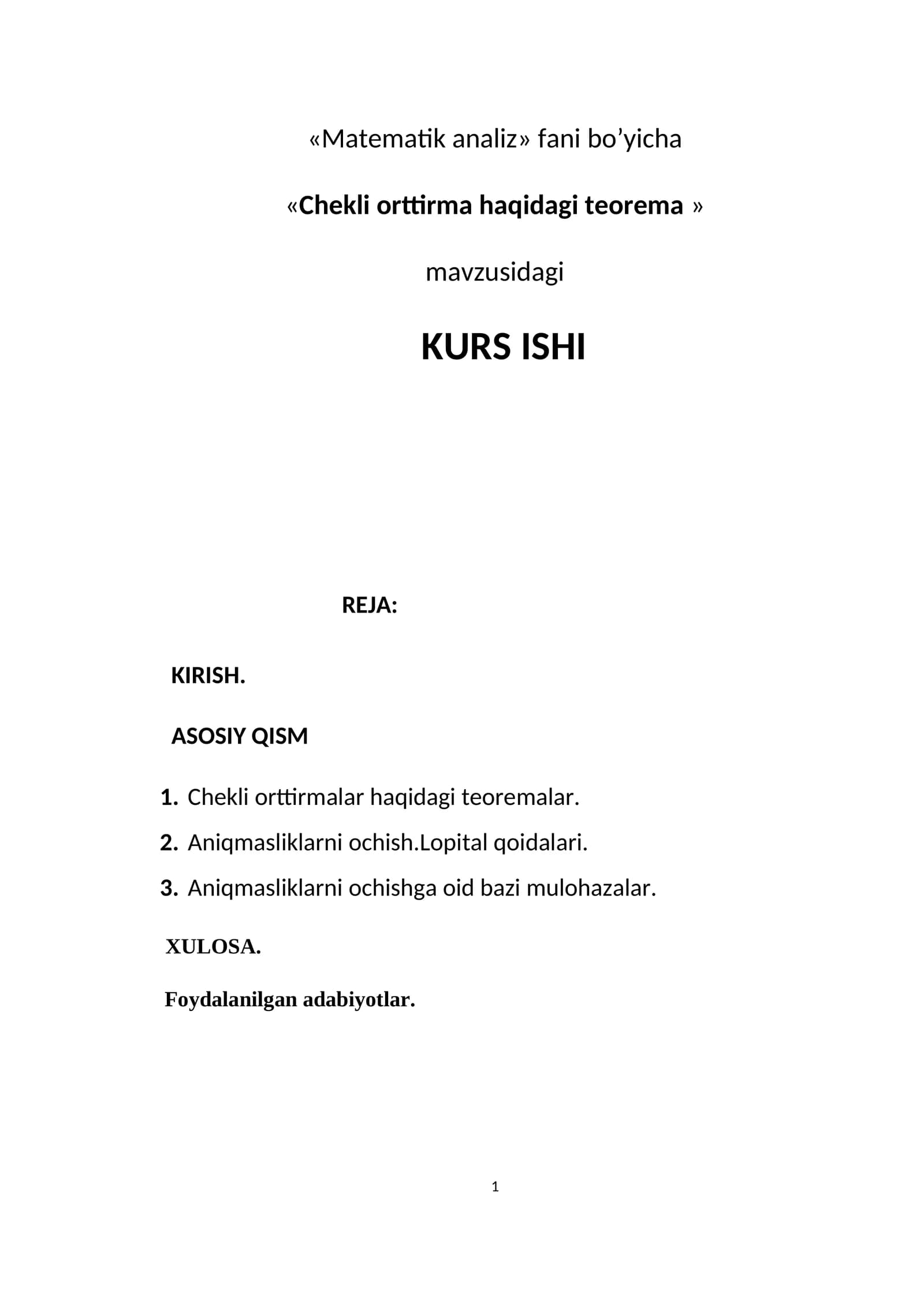 Chekli orttirma haqidagi teorema