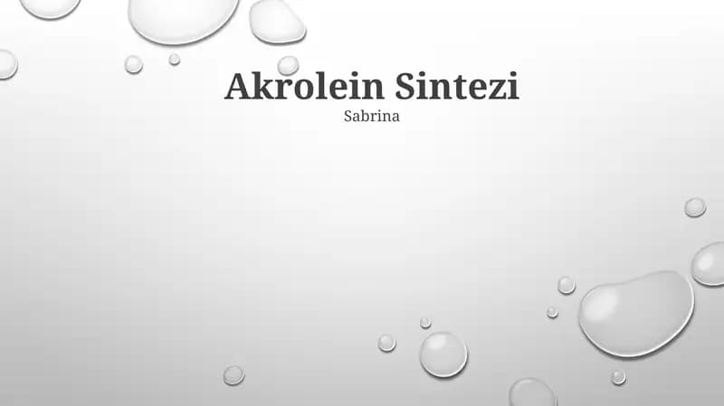 Akrolein Sintezi